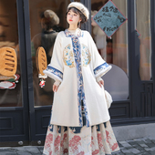 国风加厚加绒方领对襟衫 蝉佩新款 明制汉服女秋冬季 外套改良马面裙