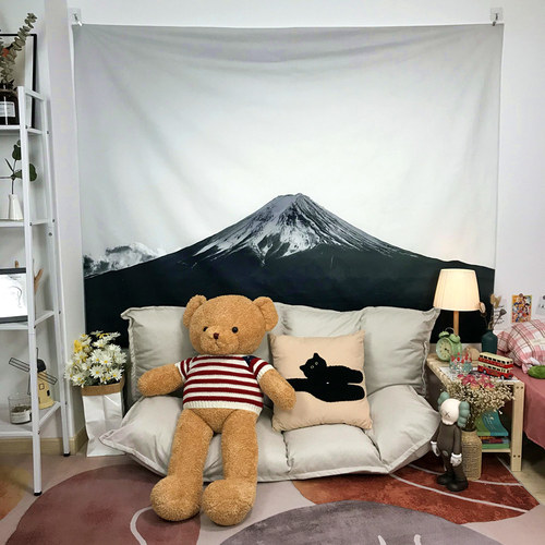 富士山背景布ins日式卧室床头