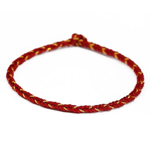 圆满本命年红绳手链女手工编织情侣小手绳可穿珠黄金配件手环男