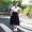 Women's white short sleeved dress+navy blue swing skirt+red crown collar flower (upgraded version)