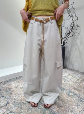 N+PLUS韩版高腰阔腿工装裤女2026春季新款时尚百搭弯刀休闲裤6025