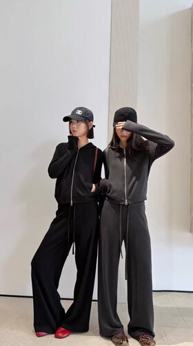摩登mdeng2F276时尚套装女26冬加绒连帽拉链卫衣松紧腰长裤两件套