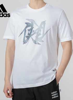 Adidas阿迪达斯短袖男装春夏新款武极运动圆领休闲透气T恤HE5167