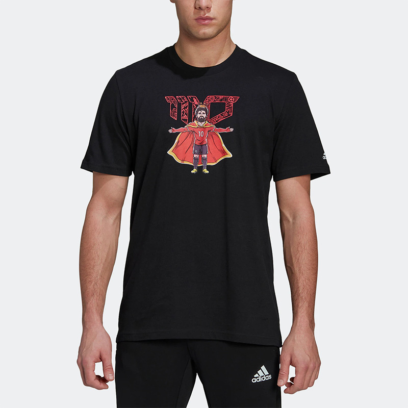 Adidas阿迪达斯男装夏季萨拉赫运动休闲排汗透气短袖T恤 HA0909