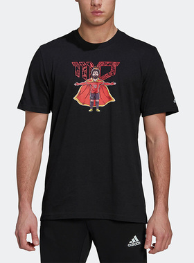 Adidas阿迪达斯男装夏季萨拉赫运动休闲排汗透气短袖T恤 HA0909