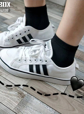 阿迪三叶草帆布鞋NIZZA低帮透气小白鞋运动休闲板鞋CQ2333 CQ2332