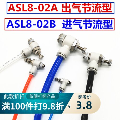 气缸进气节流阀调速接头SL/ASL4/6/8/10/12/16-04/03/02/01/M5/B