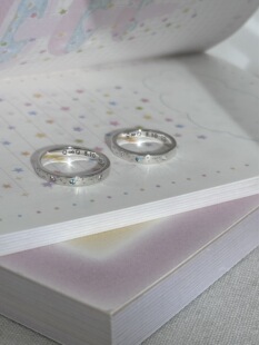 Bell定制 一潭清泉情侣对戒s925纯银闭口指环纪念日礼物送女友