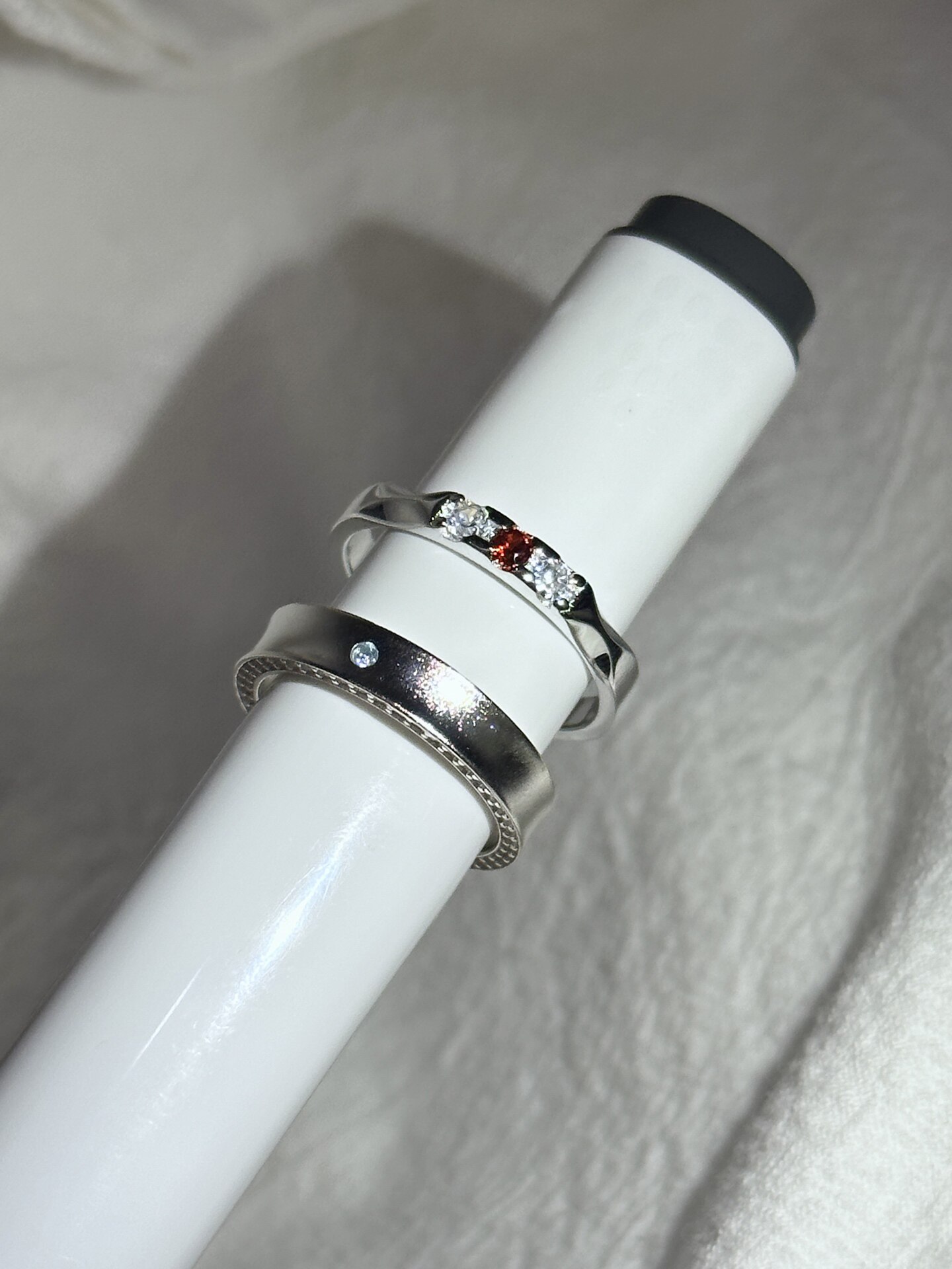 Bell定制/凹面排钻-银星谧语对戒s925纯银闭口指环纪念日礼物