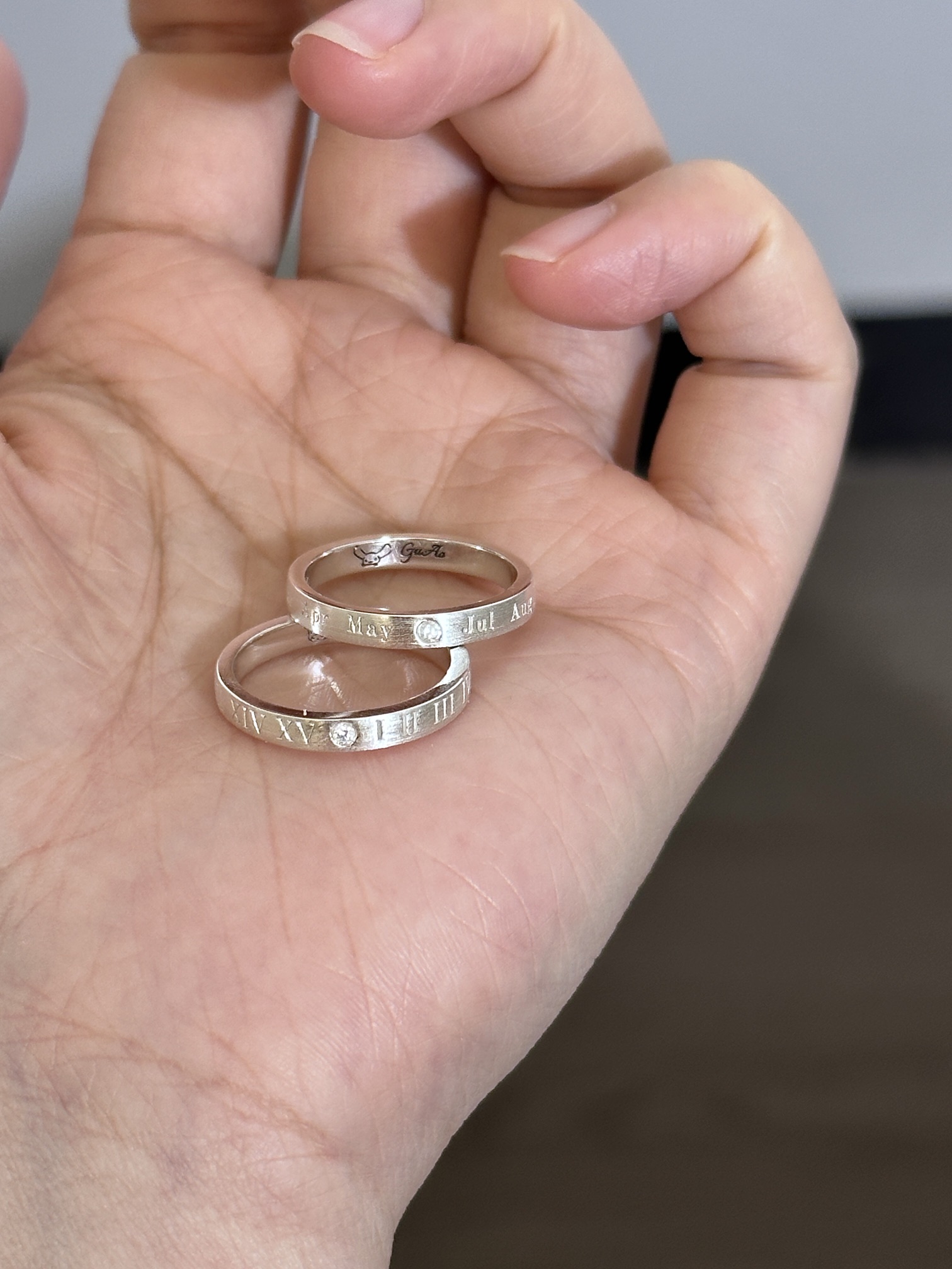 Bell定制/纪念日情侣对戒s925纯银闭口指环纪念日礼物送女友