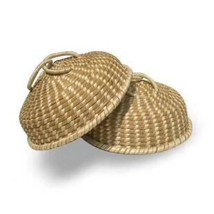 芦苇编织锅盖蒸笼草帽防烫大锅蒸锅草编锅盖纯手工不滴水无蒸汽