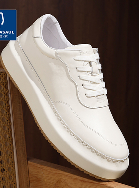 帕达索男鞋2025春季透气休闲鞋百搭简约厚底小白鞋透气板鞋240825