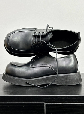 帕达索男士方头德比鞋新款复古百搭男鞋厚底轻便休闲皮鞋潮250327