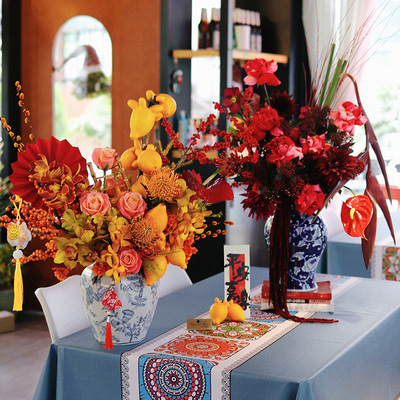 国风青花瓷系列高端年宵花瓶花