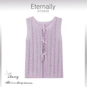 Eternally move折扣织女系手工镂空针织衫女薄外搭开衫短款马甲