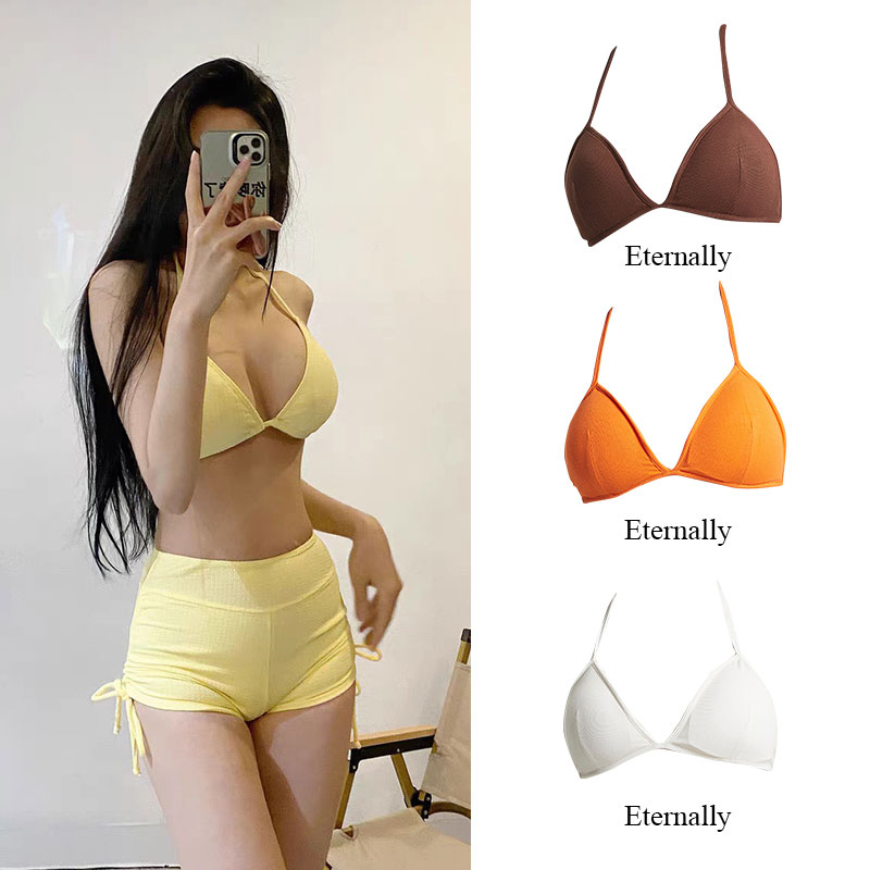 Eternally 轻氧运动绑带打结挂脖背心内衣比基尼外穿女2025新款