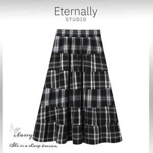Eternally move 【夏季格子大伞裙】半身裙百褶拼接格子长款a字裙