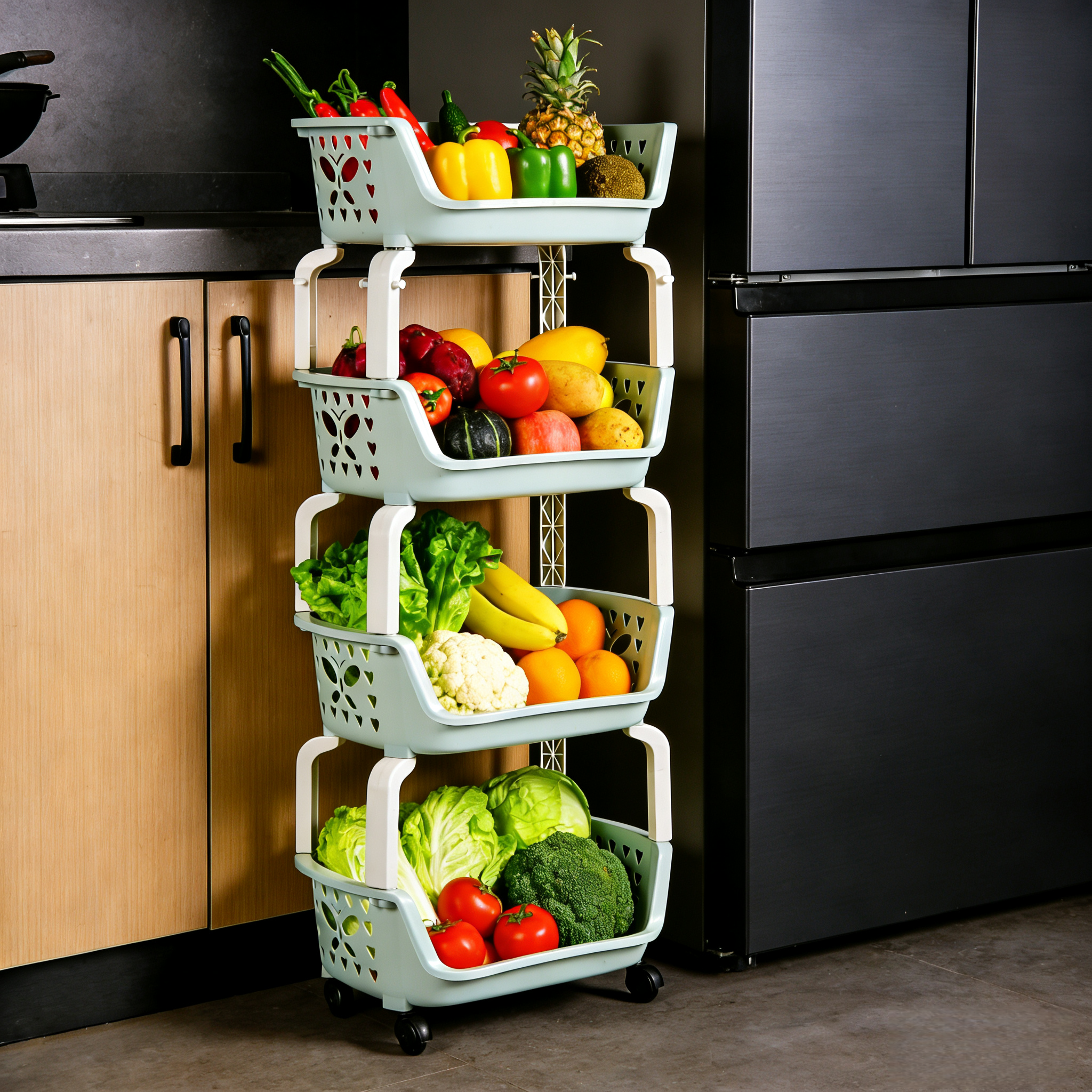 厨房小推车置物架落地多层家用果蔬放菜架子多功能移动收纳储物筐,厨房/烹饪用具,果蔬置物架/篮/框,淘宝优惠券,粉丝福利购,淘宝优惠卷