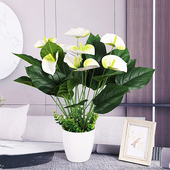 白掌仿真绿植红掌假花客厅装 饰绿色植物落地塑料假花摆设盆栽盆景