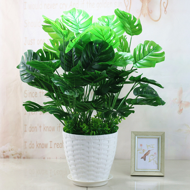 北欧客厅仿真绿植龟背叶小盆栽
