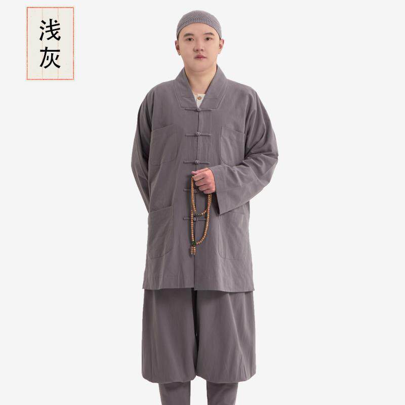 新品牌春秋季僧服短褂厚款亚麻套装和尚服夏季免绑腿僧衣罗汉褂僧
