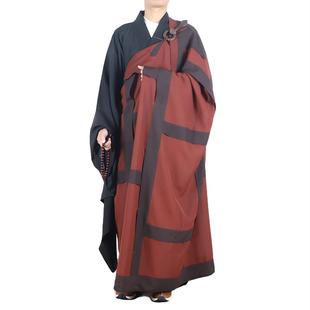 新品大叶七衣和尚搭衣缦衣僧人钩环袈裟出家人精品麻纱木兰色扣环