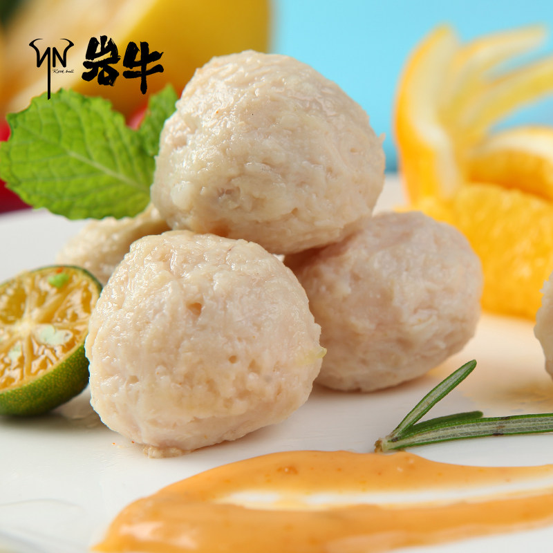 50包60g岩牛无淀粉鸡胸肉丸健身代餐即食高蛋白低卡低脂零食解馋