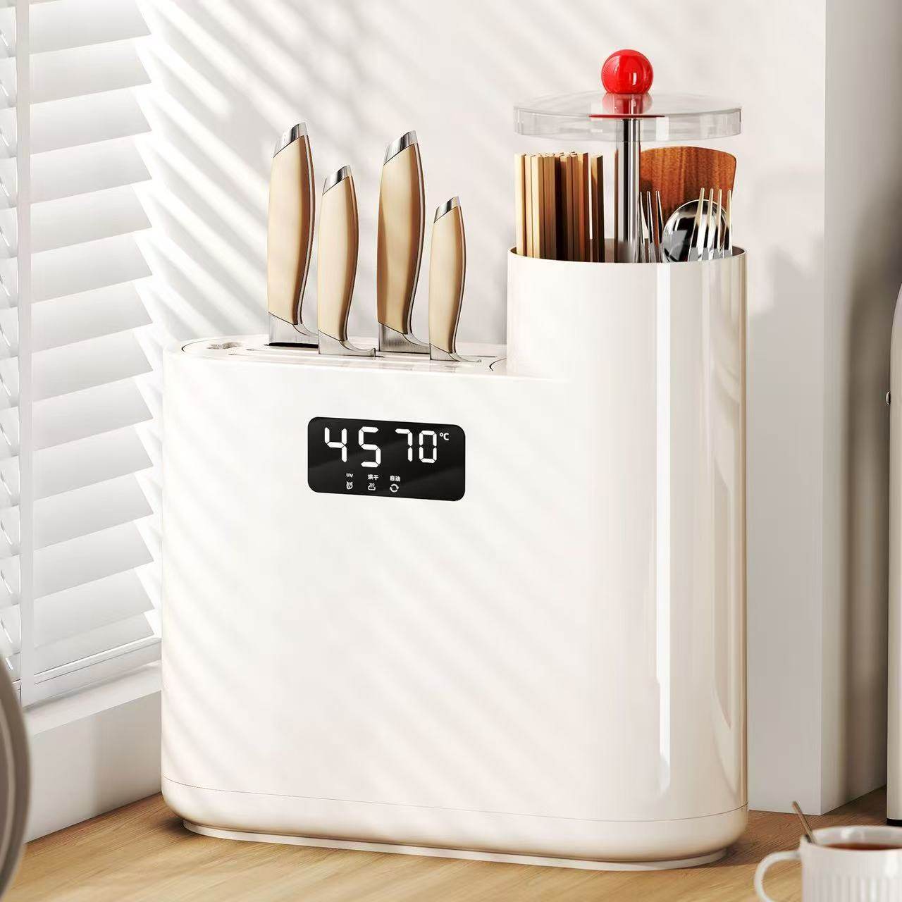 消毒刀架2025新款刀具置物架烘干收纳一体机家用智能厨房架筷子筒