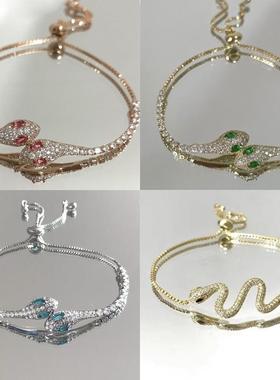 小红书同款满钻蛇形手链小众设计轻奢气质高级感双蛇甜酷个性手饰