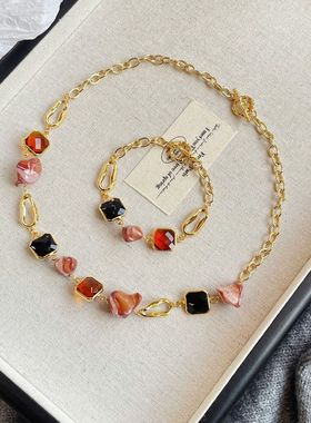 海螺贝水晶项链手链套18K真金链