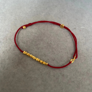碎金子极细手绳迷你红绳手链女简约金色小钱币手工可调节脚链饰品