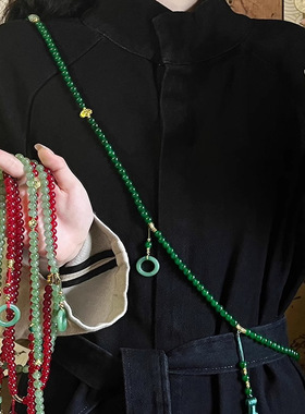 串珠项链新中式古风长款链斜挎链