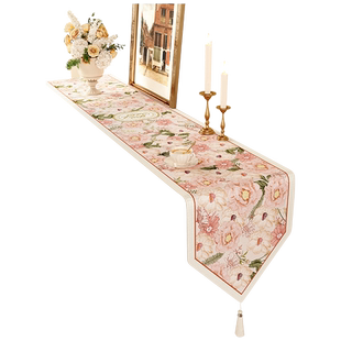 桌旗轻奢高级感棉麻布艺茶几装饰盖布餐边柜鞋柜长条茶席台面垫布