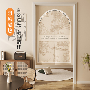 卧室布艺门帘厨房隔断窗家用免打孔半截式帘子厕所专用半帘遮挡帘