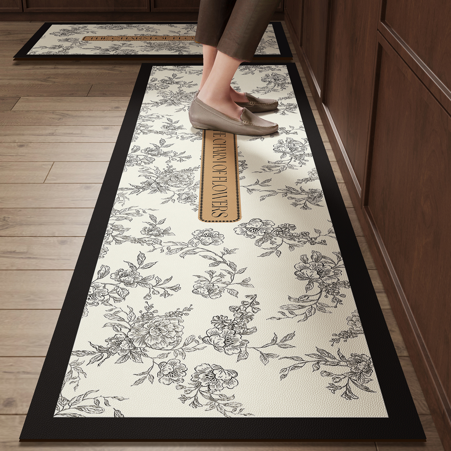 法式厨房专用地垫皮革pvc可擦免洗防滑防油耐脏脚垫2025新款地毯