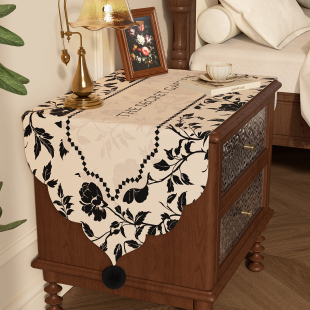 中古风床头柜盖布卧室床头防尘罩轻奢高级感家用冰箱顶部防尘盖巾