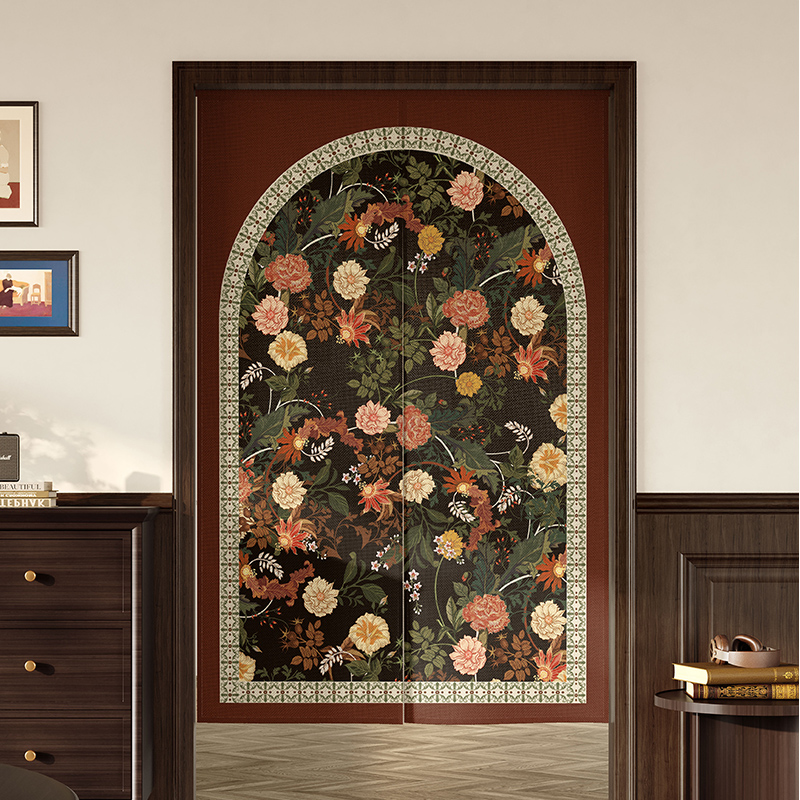 厨房门帘隔断帘半截短帘家用卧室卫生间厕所免打孔遮挡帘半帘挂布