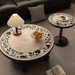 中古风圆桌桌垫轻奢高级感圆形茶几桌布防水防油免洗桌面保护垫