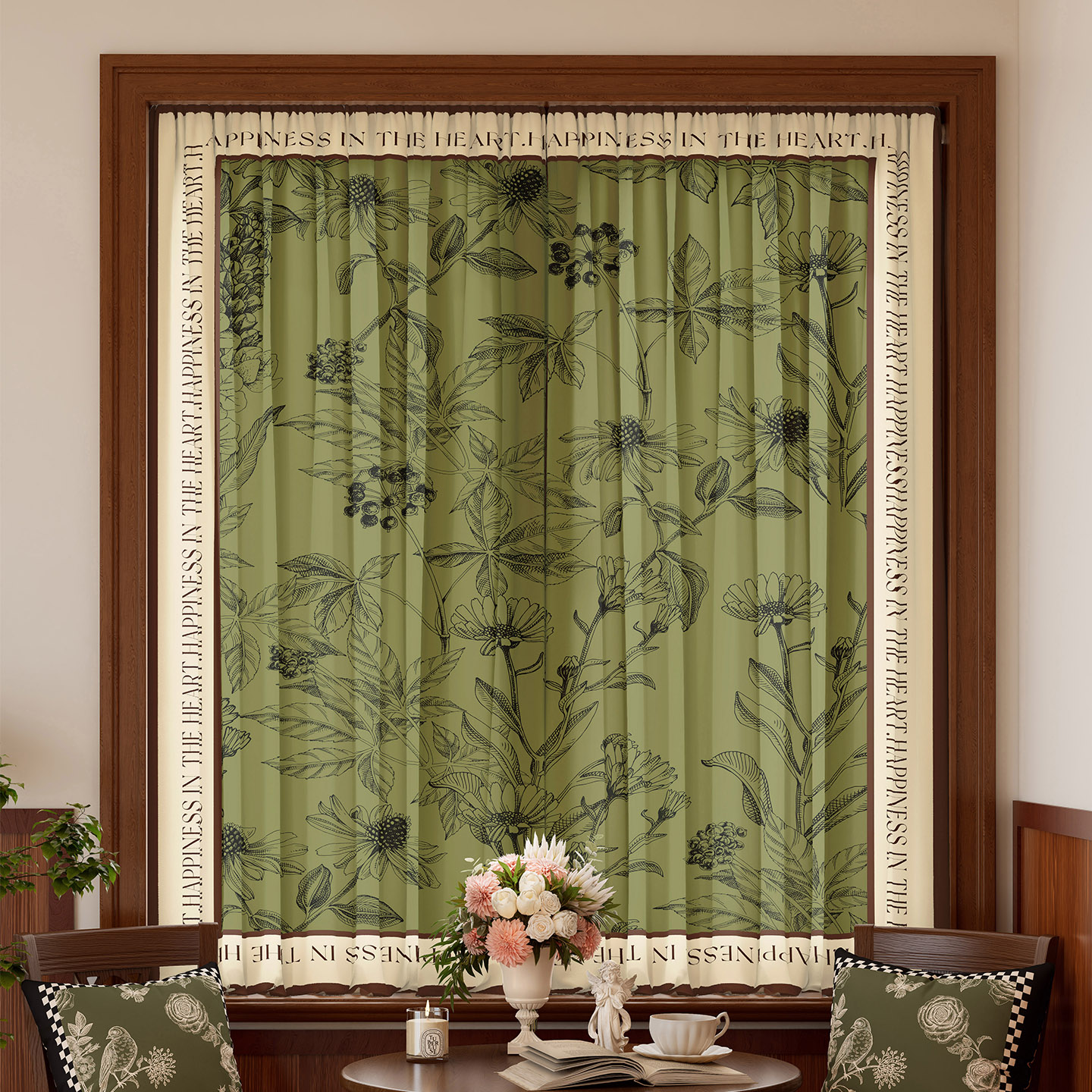 法式中古风布艺装饰美化窗帘门帘免打孔飘窗纱帘半帘短帘遮挡柜帘