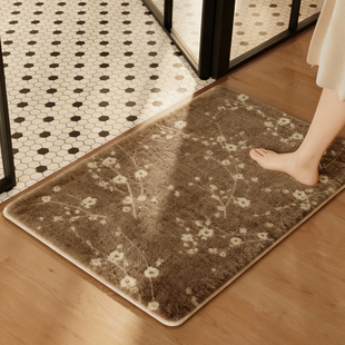 浴室吸水地垫家用厕所门口防滑垫子卫生间地毯仿羊绒冬季加厚脚垫