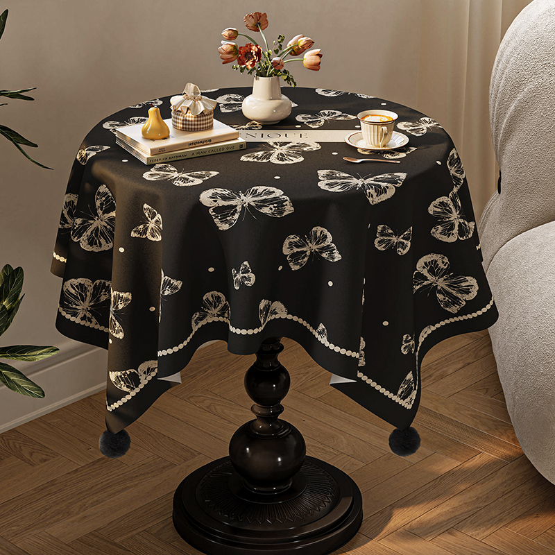 法式氛围感桌布轻奢高级感布艺盖巾小圆桌茶几台布床头柜防尘盖布