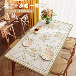 长方形餐桌桌布2022新款 美式 高级感防水防油免洗防烫防滑台面桌垫