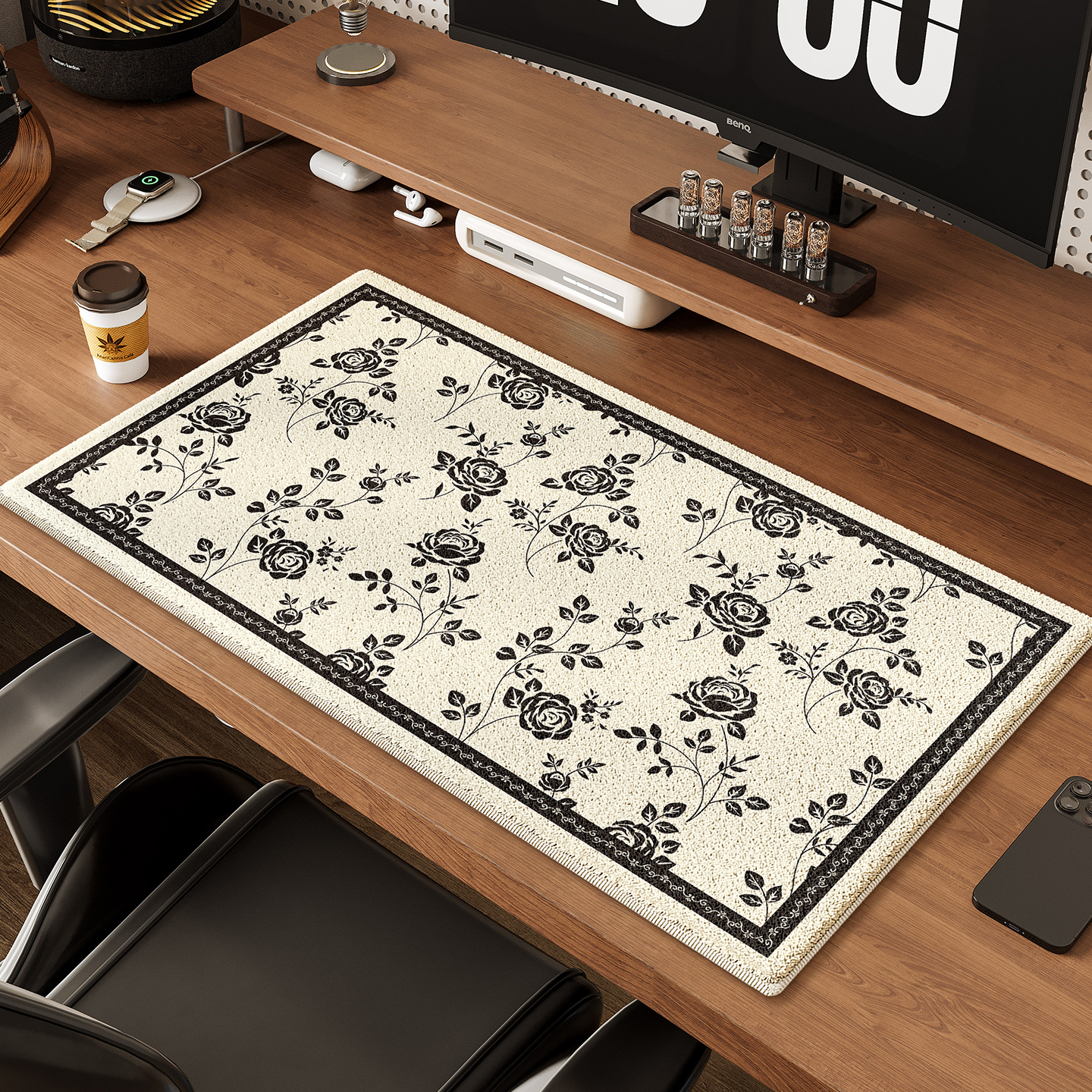 法式冬季加厚超大鼠标垫办公室桌垫仿羊绒毛绒暖手书桌键盘垫