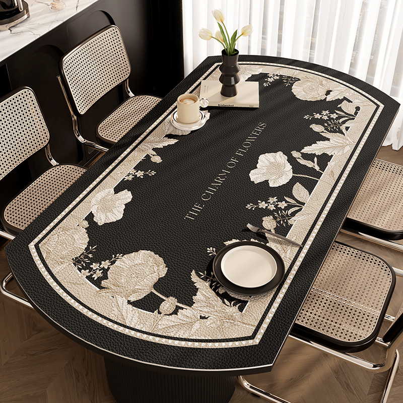 美式椭圆形餐桌垫防油防水防烫轻奢高级感餐桌布伸缩折叠圆桌桌垫