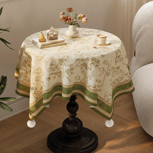 法式氛围感桌布小圆桌茶几台布ins轻奢高级感绒布布艺床头柜盖布