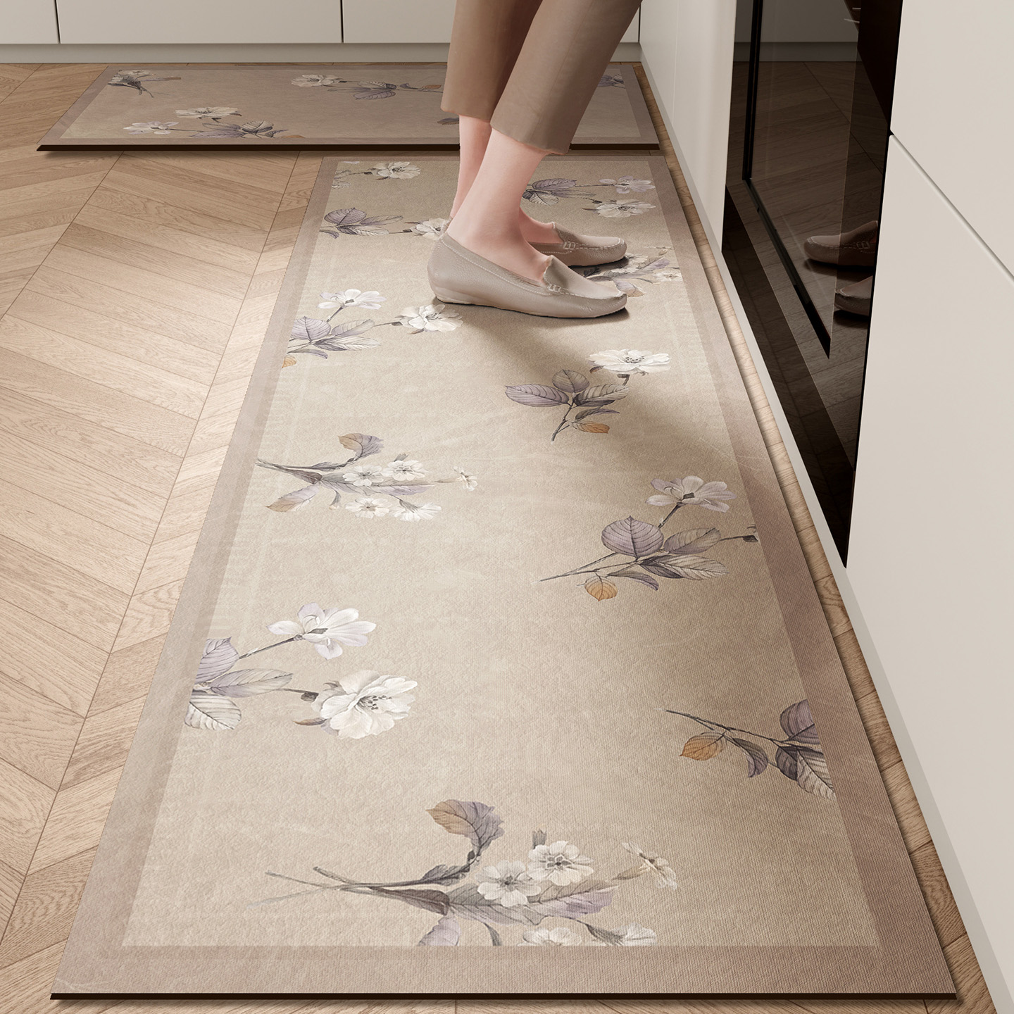 新中式硅藻泥厨房专用地垫防滑防油耐脏吸水脚垫2025新款地毯垫