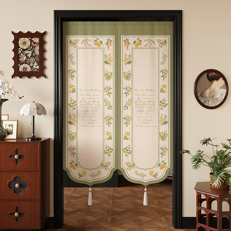 复古风门帘免打孔2025新款卧室异形遮挡帘厨房卫生巾隔断帘布帘