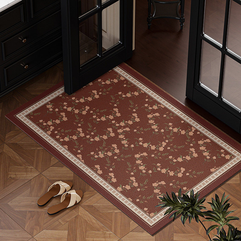 复古风入户门地垫高级感进门门口玄关蹭土丝圈脚垫耐脏防滑地毯