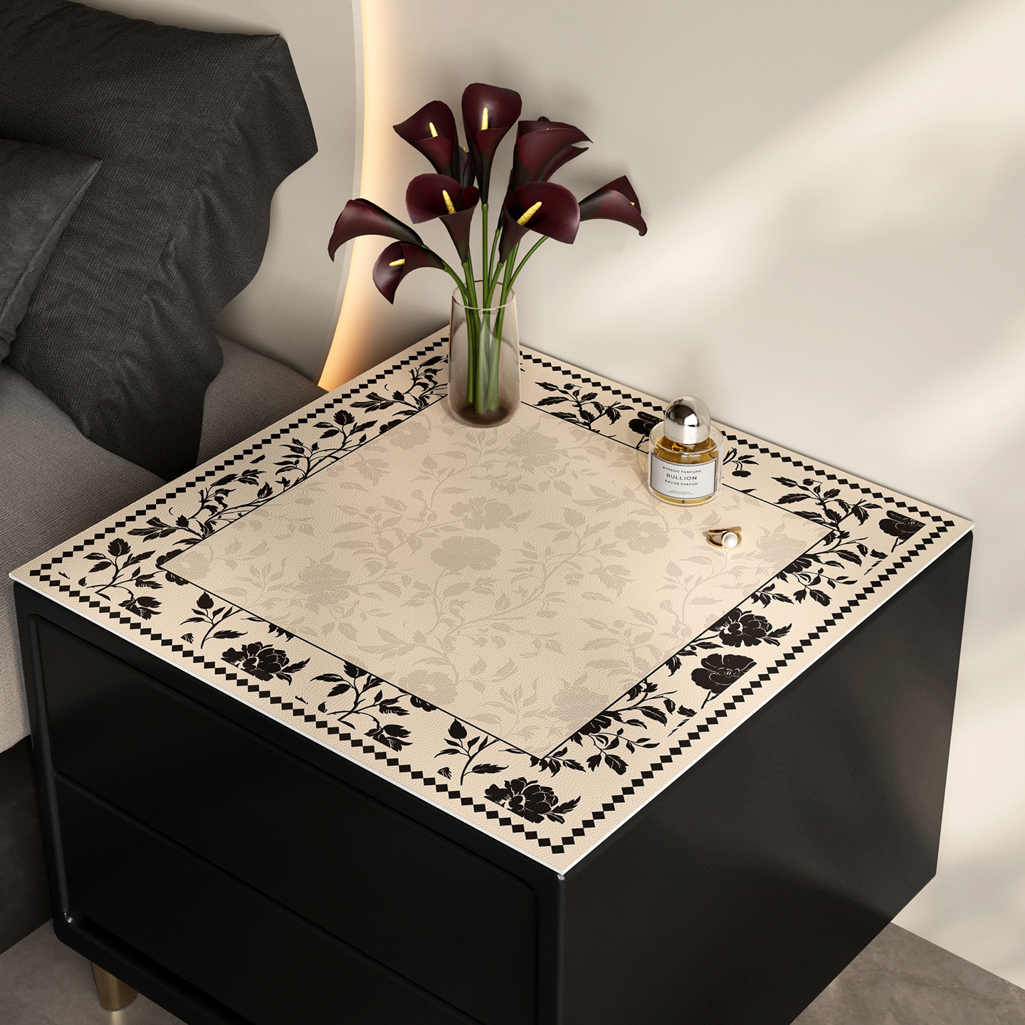 中古风床头柜垫复古高级感防尘防水防烫卧室桌面保护垫防尘罩盖垫