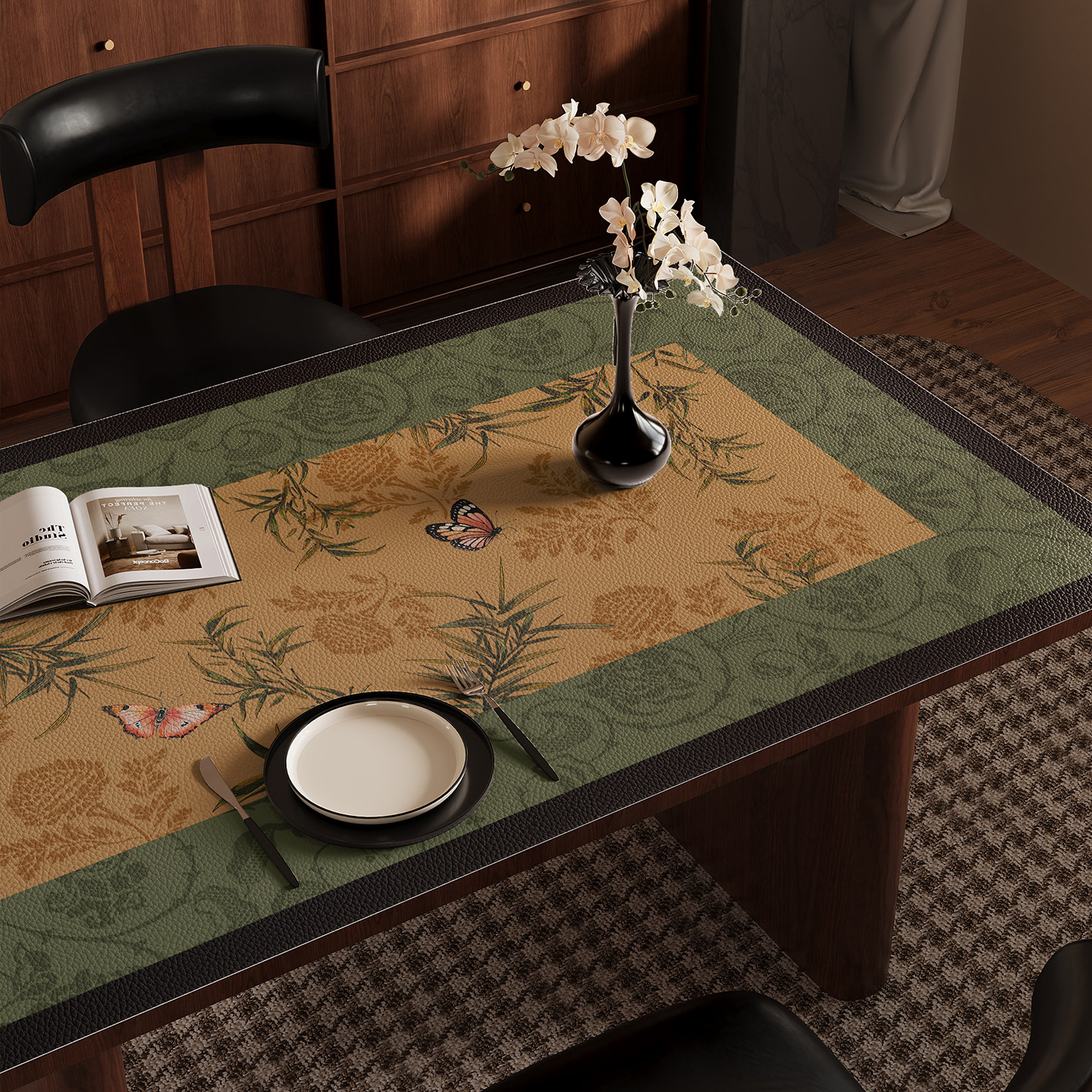 中古风桌垫防油防水防烫餐桌垫轻奢高级感2025新款皮革桌面保护垫,居家布艺,桌布,淘宝优惠券,粉丝福利购,淘宝优惠卷